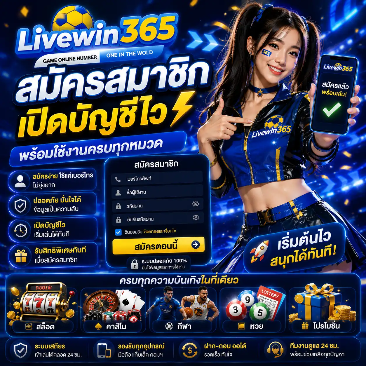 livewin365 สมัครสมาชิก เปิดบัญชีไว พร้อมใช้งานครบทุกหมวด