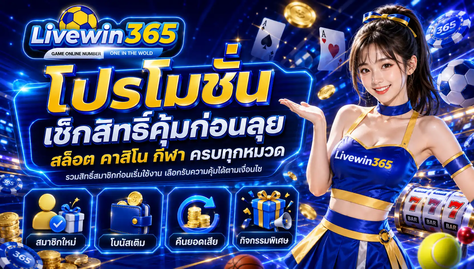 โปรโมชั่น livewin365 เช็กสิทธิ์คุ้มก่อนลุย สล็อต คาสิโน กีฬา ครบทุกหมวด